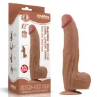 LoveToy King Sized Sliding Skin Dual Layer Dong – reālistisks dildo – TPE – brūns – 30,5 cm — Foto 1