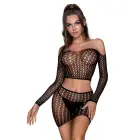 Сетчатый топ и юбка – чёрный – один размер Фото num