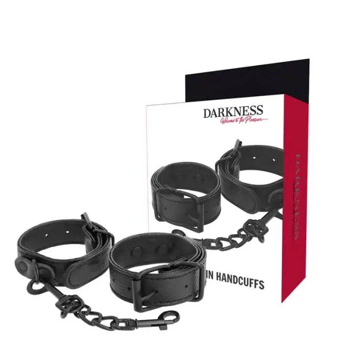 Darkness широкие и узкие регулируемые чёрные наручники из искусственной кожи