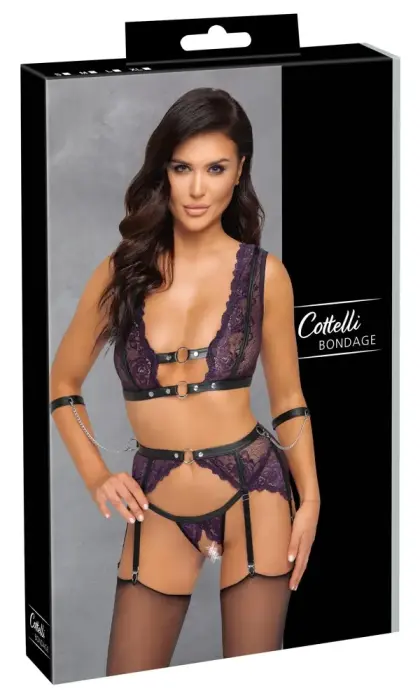 Cottelli BONDAGE Lingerie Set – Purple – L