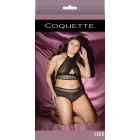 Tīkliņa tops ar kakla siksniņām un šorti – melns – Plus size — Foto 1