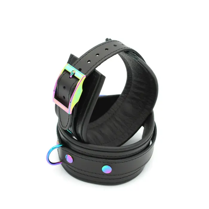 Leather Ankle Cuffs Black Rainbow Photo