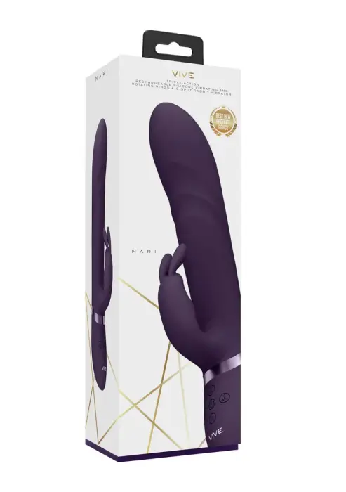 Nari - Vibrējošu un rotējošu pērlīšu G-punkta truša vibrators – 18 cm (7″) – violets