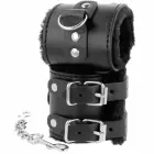 Darkness Adjustable Black Leather Handcuffs with Soft Lining — Photo 7