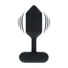 Rombveida vibrējošs silikona anālais spraudnis – M – 19 cm – Melns — Foto 1