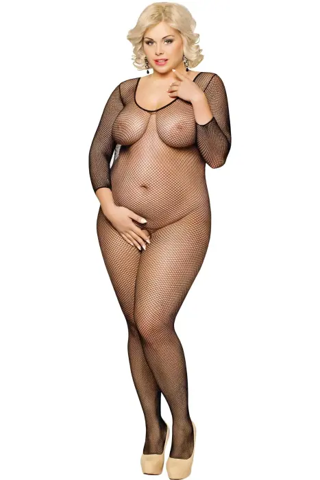 Netty сетчатое боди – чёрное – XL-3XL