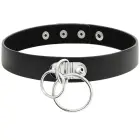 Coquette Chic Desire Vegan Leather Choker Double Ring Black 400mm — Photo 3