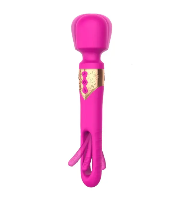 Wand вибратор с подвижным язычком – 18 cm (7″) – розово-красный