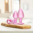 Ouch! Paris Collection – metal anal plug set with jewels – pink – 3 pcs — Photo 5