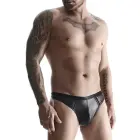 Meeste wetlook stringid dekoratiivse eesmise ribaga – L – mustad — Foto 1