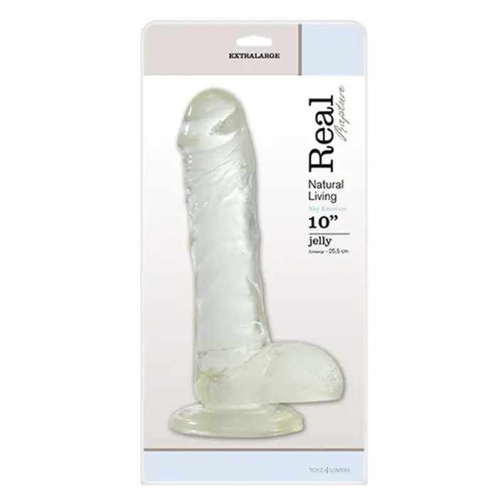 Real Rapture reālistisks dildo ar piesūcekni – 25 cm (10″) – Caurspīdīgs