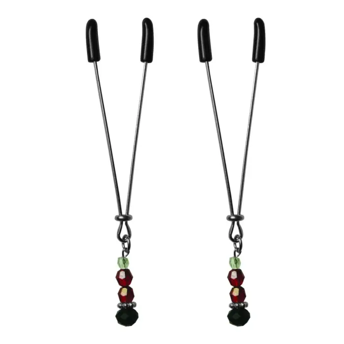 S&M Ruby Black regulējamas krūšu galu skavas – melnas