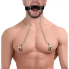 O-Ring Gag with Nipple Clamps – Black — Photo 6