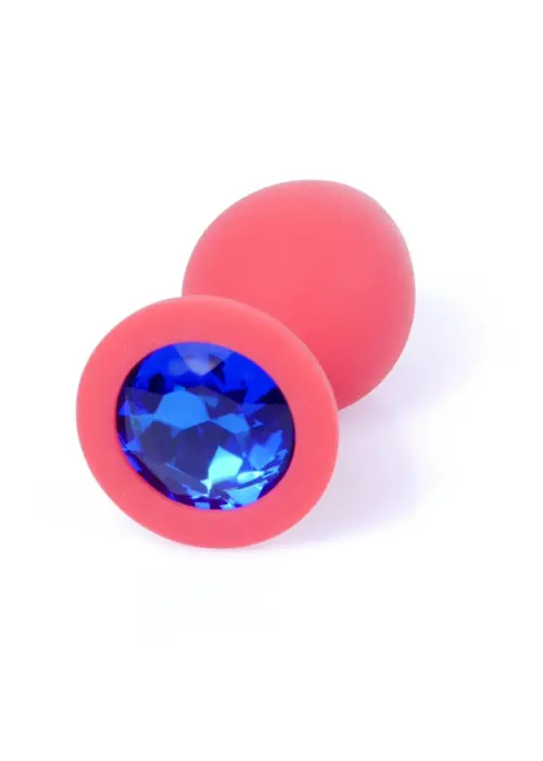 Plug-Jewellery anālais spraudnis ar zilu dimantu – M – 8 cm (3.1″) – Sarkans