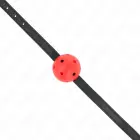 KINK Simplicity sarkans elpojošs silikona bumbiņas knevelis – 4.5 cm — Foto 4