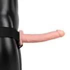 Vibrējošs dobs strapon vibrators bez bumbiņām – 24.5 cm (10″) – miesas krāsā — Foto 3