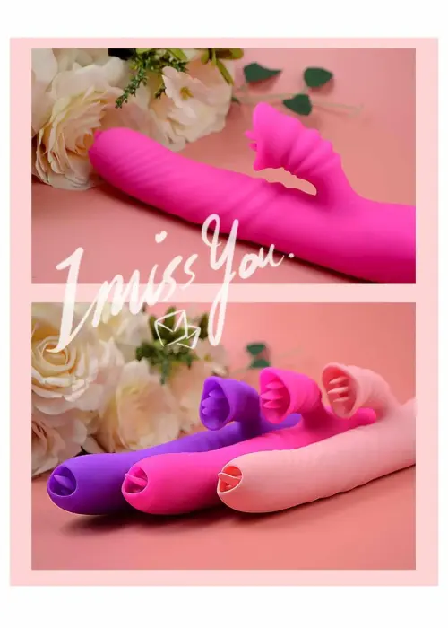 Angelia vibrators ar kustību, rotējošu vārpstu un mēles stimulatoru – 18 cm (7″) – rozā Foto 3