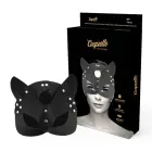 Coquette Chic Desire Vegan Leather Mask with Bunny Ears - Elegant Black — Foto 1