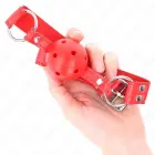 KINK Complete Red Hollow Hard Ball Gag 62 cm – Adjustable Silicone Model — Photo 4