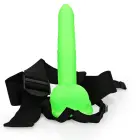 Pimedas helendav sooniline õõnes strap-on dildo munanditega – 21 cm (8.3″) – roheline — Foto 5