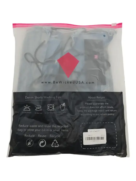 Denim šortsid "Tie Me Up" nöörimisega külgedel – mustad – L Photo