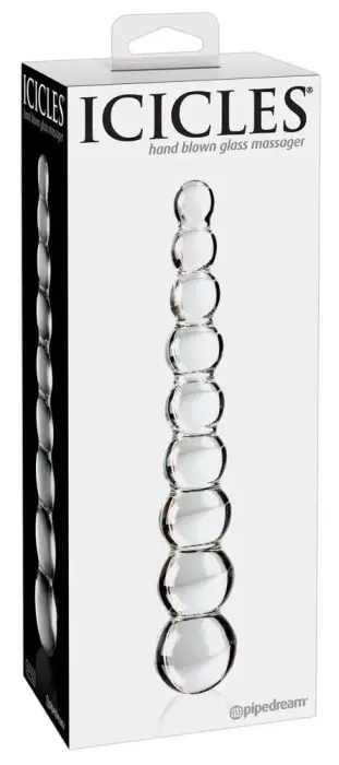 Icicles No. 2 klaasist dildo kuulidega – 22.5 cm (8.9″) – Läbipaistev