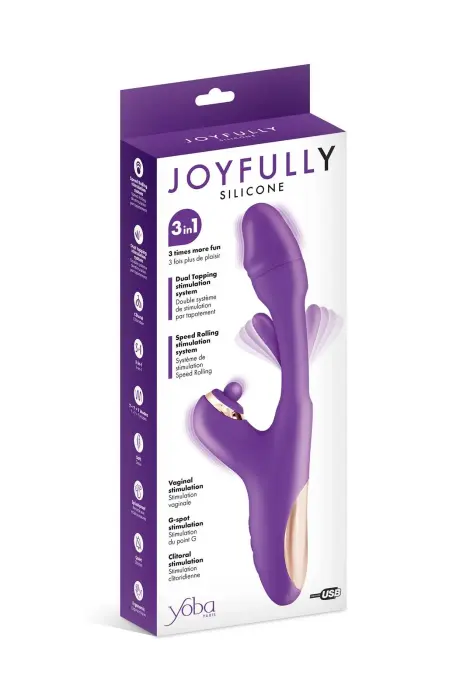 Joyfully 3-in-1 jänese vibraator Tapotemiga – 25 cm (9.8″) – lilla Photo