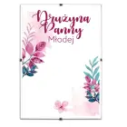 Pamiątkowy biały plakat "Buziaki na pożegnanie Panny Młodej" w antyramie. Photo