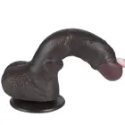 LoveToy Sliding Skin Dual Layer Dong – realistiškas dviejų sluoksnių dildo – TPE – juodas – 19 cm — Nuotrauka 13