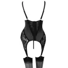 Cottelli Curves – satin and lace basque with crotchless string – black – XL — Photo 10