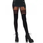 Seamless Opaque Pantyhose with Fishnet Stripe – Black – One Size — Photo 3