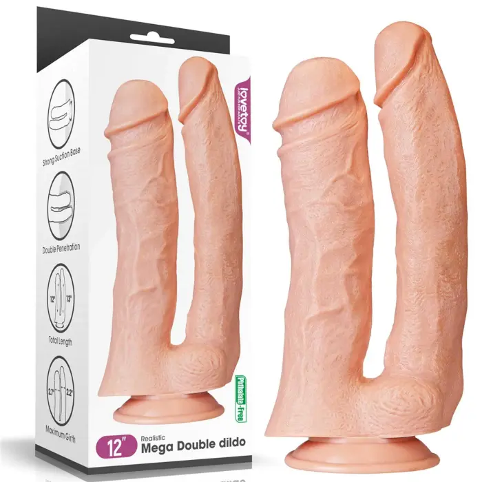 LoveToy Legendary Realistic Mega Double Dildo – два ствола – с венами – king size – 30,5 см