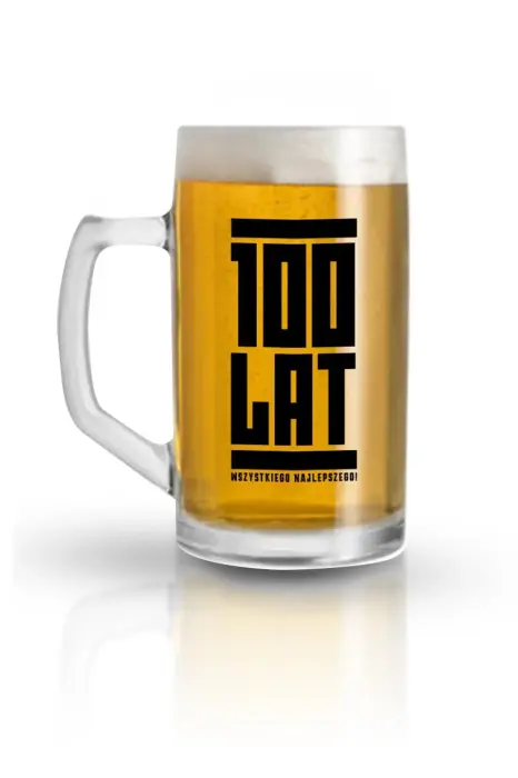 Funny Beer klaasist õllekann 500 ml – "100 lat" (100 aastat)
