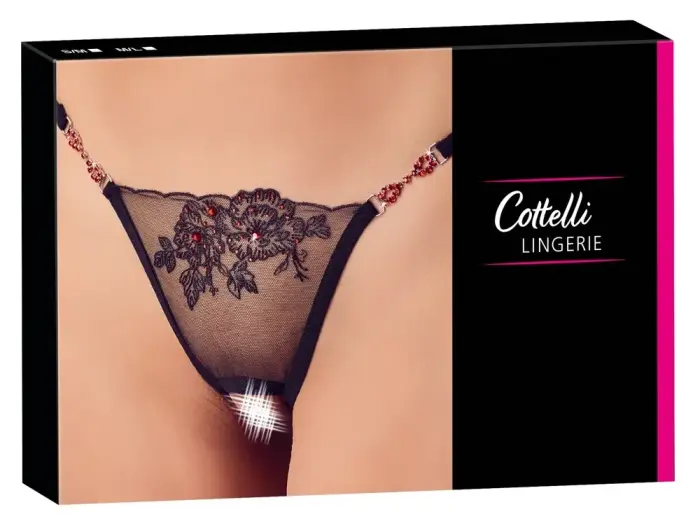 Cottelli Collection Red Gem izšūti stringi – S/M – sarkani