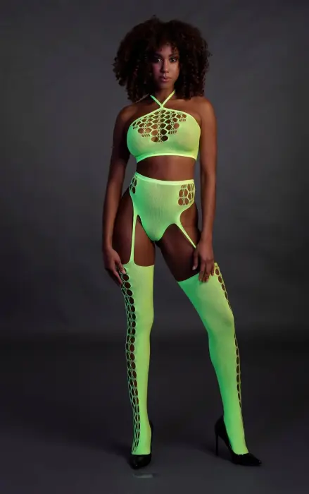 Kaheosaline komplekt topiga ja sukkadega – roheline – XS/XL Photo