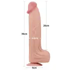 LoveToy – lielmēra slīdošās ādas divslāņu dildo – ādas tonis – 35,6 cm — Foto 3