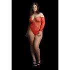 Wonder bodijs ar dekoratīviem akmentiņiem – Plus size – sarkans Foto 4