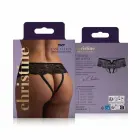 Christine Sierra – nėrinių slipas be tarpkojo – kristalo ornamentas – juodas – S/M — Nuotrauka 7