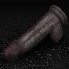 LoveToy Sliding Skin Pro II – divslāņu reālistisks silikona dildo – melns – 20,3 cm (8'') — Foto 15