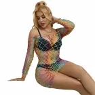 Радужное сетчатое платье с длинными рукавами Subblime 952426 – один размер — Фото 2