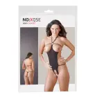 Seksīgs bodijs ar atvērtām krūšu daļām un kristālu dekoru – melns – S/L Foto 1