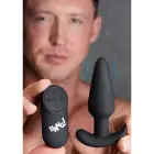 Vibrating Silicone Butt Plug with Remote Control – 18–20 cm – Black — Photo 3