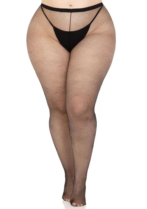 Leg Avenue Plus Size Micro Net Tights – Black – 1X/2X