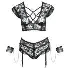 Cottelli BONDAGE Bra and Crotchless Suspender Briefs Set – 4 XL – Black — Photo 6