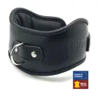 Red Leather Leather Collar – vegetable-tanned leather BDSM collar – black — Photo 1