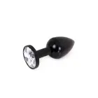 Melns metāla anālais spraudnis ar caurspīdīgu dārgakmeni – 7 cm (2.8″) — Foto 1