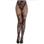 Dahlia Lace Tights with Net Thigh Detail – Black – One Size — Photo 2