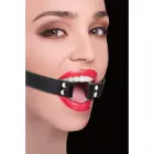 Ouch! Регулируемый кожаный кляп с O-кольцом – чёрный — Фото 3