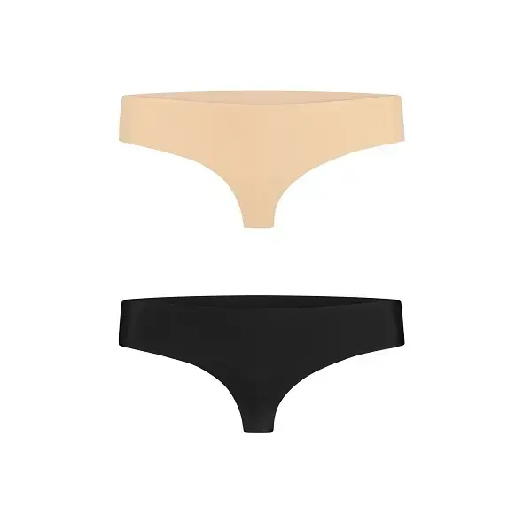 Bye Bra Invisible stringų rinkinys – kūno ir juoda – M