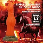 POWER MONSTERS Blazeheart Charger – fantaasialine silikoon-dildo – läbipaistev oranž – 18,5 cm — Foto 7